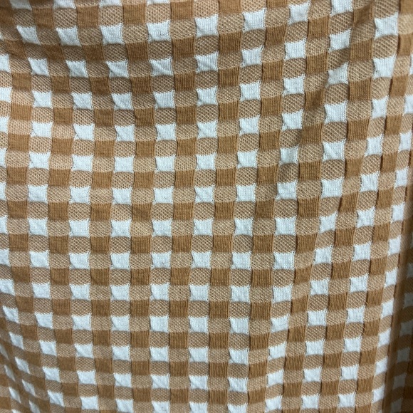 Loft - off shoulder - mustard/gold gingham check top. Size Large NWT - Picture 5 of 7